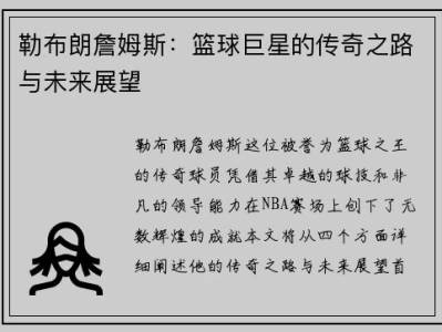 勒布朗詹米乐体育_入口姆斯:篮球巨星的传奇之路与未来展望